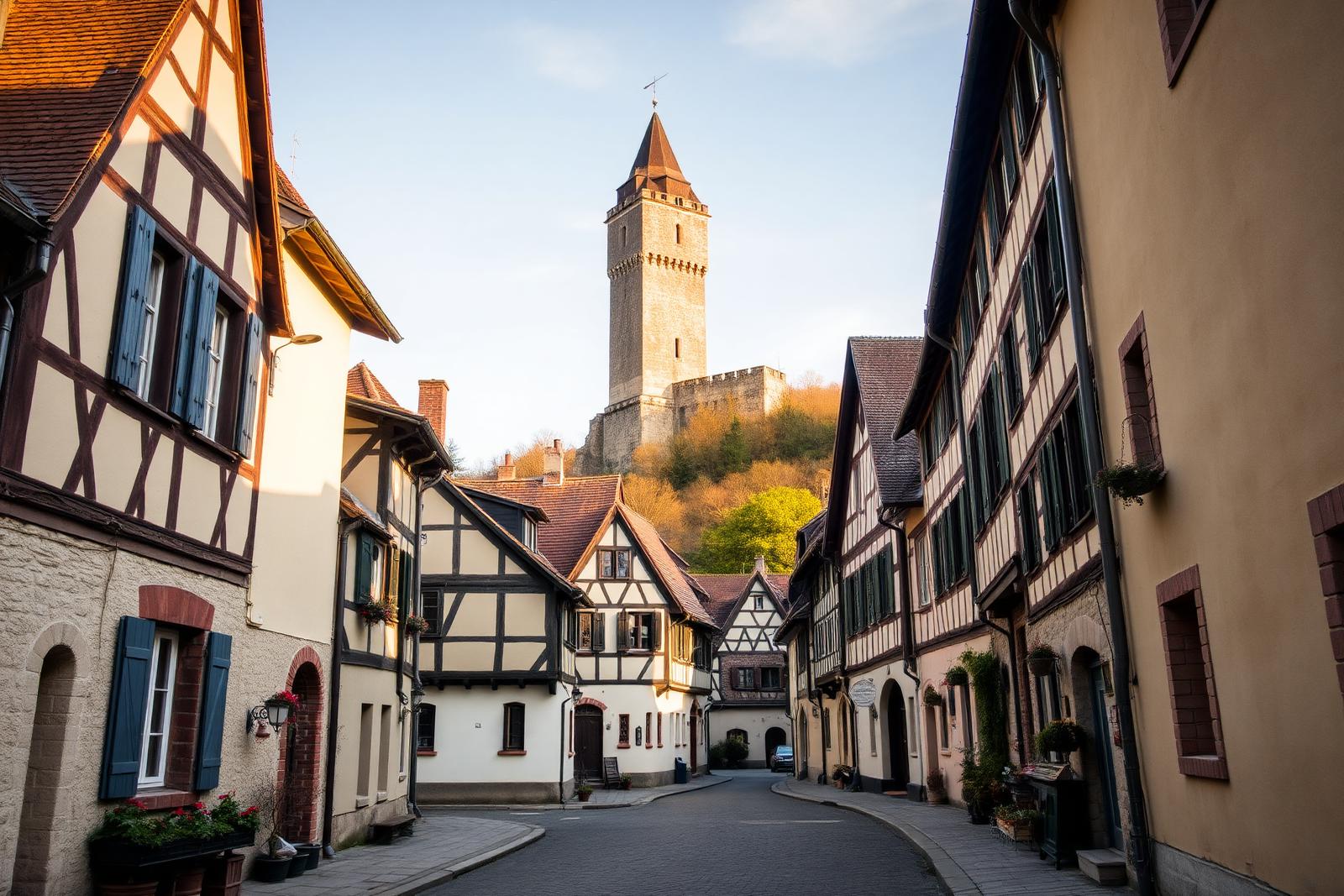 Beispielbild: Altstadtgasse mit Blick auf den Burgturm